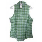 Mango Check Sleeveless Shirt Green Blue NWT Size 8/Large Photo 1