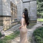 ZARA Tan and brown halter neck dress Size M Photo 3