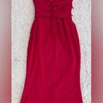 House Of CB NWOT  'Valencia' Red Rose Corset Midi Dress sz XS Photo 5