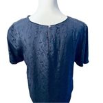 Ann Taylor  Navy Blue Bird Design Pattern Print Shirt Sz M Photo 7