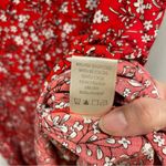 Max Studio  red floral pull on asymmetrical hem elastic waist flowy boho midi Photo 7