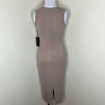 Rachel Zoe  Ribbed Bodycon Dress XS Brown Jersey Knit Sleeveless Midi NEW Minimal Photo 2