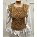 Anthropologie By Sweater Vest & Blouse Layered Top Preppy Honey White University Photo 2