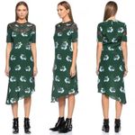 Maje  Rowers Imprime Green Floral‎ Midi Asymmetrical Hem Lace Neck Dress Size 1 Photo 3