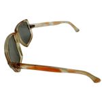 Vintage France Womens Square Frame Striped Brown White Plastic Polarized Rare Photo 3