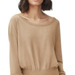 Cuyana  French Terry Boatneck Sweatshirt Camel Brown Size Medium Photo 0