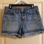 Madewell  blue denim high rise roll leg Mom shorts zip fly size 27 Photo 0