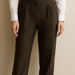 H&M Women’s Brown Houndstooth Trousers Size US 38 Relaxed Fit Office Style Photo 0