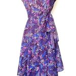 Vintage 70s poly fern leaf print wrap dress Size M Photo 6