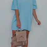 Oversized Baby Blue T Shirt Dress Photo 0