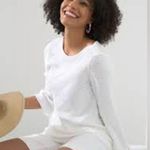 Chico's  Crew Neck Fringe Hem Sweater V-Neck in Alabaster/White, NWT, Size 4/XXL Photo 8