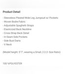 💥REDUCED💥Sleeveless Pleated Wide Leg Jumpsuit w/ Pockets, never worn NWOT Blue Size L Photo 5