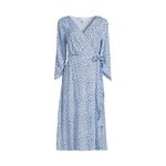 Beach Lunch Lounge Womens Small Blue Print Wrap Midi Dress NWT Photo 3