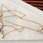 Fossil  Cat Rose Gold Necklace with Stones Photo 0