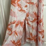 Roxy Coral & White Hot Summer Lands Ruffle Maxi Dress Size Large Boho Breezy Photo 2