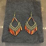 African Handmade Earrings Orange Photo 2