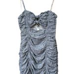 PaperMoon Skylar Floral Smocking Ruffle Dress Bodycon Cutout Mini Light Blue Photo 1