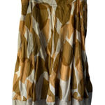 Anthropologie ‎ Odille Tan Brown Leaf Print A-Line Midi Skirt Earth Tones Casual Photo 0