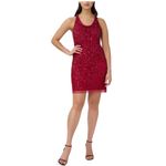 Adrianna Papell Sequined Sleeveless Mini Sheath Party Cocktail Dress Red Size 6 Photo 9