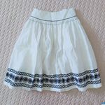 NWOT See by Chloe White Linen Skirt w/Blue Embroidery with Pockets sz 4 Blue Photo 0