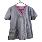 Wink Women's Grey & Pink Scrub Top Size M Photo 0