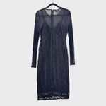 Bardot  Womens Dress Black Nicolette Midi Crochet Sheer Long Sleeve Sheath XL Photo 1