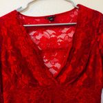 Red Laced Long Sleeved Top Size M Photo 1