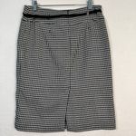 White House | Black Market Houndstooth Pencil Skirt Knee-Length Size 6 Patent Belt Photo 1