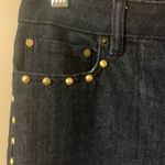 Michael Kors Cropped Gold Studded Jeans with Fringe Hem Photo 1