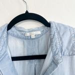 Laju | Collared Button Down Layer Denim Jean Top Shacket in Blue Size M Photo 2