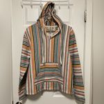 Beach Life by Ladra White Multicolor Striped Long Sleeve Hooded Poncho Hoodie Size XS Photo 1
