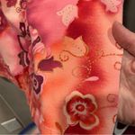 Caribbean Joe Cute Y2K pink lotus fairy stretchy top tropical gold short sleeve Photo 8