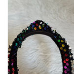 Headband metallic Velvet & Sequin Plush Headband. Rainbow Sequin Twist Black Photo 6