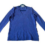 White + Warren purple cashmere vneck fringe trim sweater m Size M Photo 0