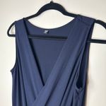 Uniqlo  Navy Wide-Leg Surplice Sleeveless Knit Jumpsuit Size Small Stretchy‎ Photo 3
