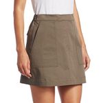 Theory • Stitched Pocket A-Line Skirt olive green chino utility twill Photo 8