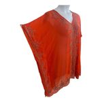 Roaman's Orange Beaded Crinkle Tunic Blouse Plus Size 1X(22/24 Sheer Cover Photo 4