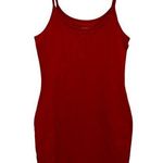 Wild Fable  Mini Tank Dress Bodycon Spaghetti Cami Strap Stretch Slit Hem Red M Photo 0