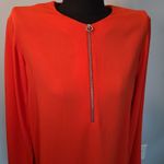 Stella McCartney Size 38 Orange 3/4 Sleeve Silver Half Zipper Blouse Stretch Photo 4