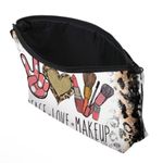 Leopard Animal Print Peace and Love Makeup Bag Brown Photo 1
