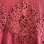 Anthropologie Swing Mixed Media Mesh Lace Jersey Top Rose Pink Size Medium *FLAW Photo 1
