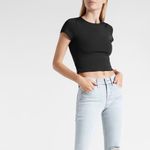 EXPRESS NWT  Black Body Contour High Compression Cropped Tee - Size: Large Photo 6