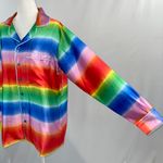 BP New  Rainbow Ombre Stripe Satin Button Down Shirt Photo 4
