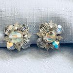 Amazing Vintage Aurora Borealis Crystal Beaded Clip On Earrings Photo 0