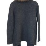 Joie Jamilee Gray Yak Wool Knit Faux Fur Collar Women’s Cárdigan Sweater Small Photo 4
