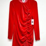 Juicy Couture Women Red Velvet Rutched Mini Dress Size Large Photo 0