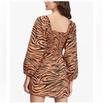 Billabong NWT Dress Animal Print Mini Long Sleeves Smocked Womens M $60 Photo 1