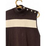 Ralph Lauren M Knit Sweater Dress Midi Mock Sleeveless Pencil Choc. Brown Silk Photo 2