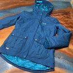 Mountain Hardwear  Miss Snow it All Blue hooded winter Ski Jacket DryQ gaiter med Photo 1