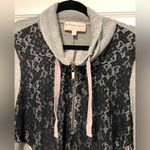 Philosophy Gray Sweater Dress Black Lace Front Pockets Women’s Large Photo 3